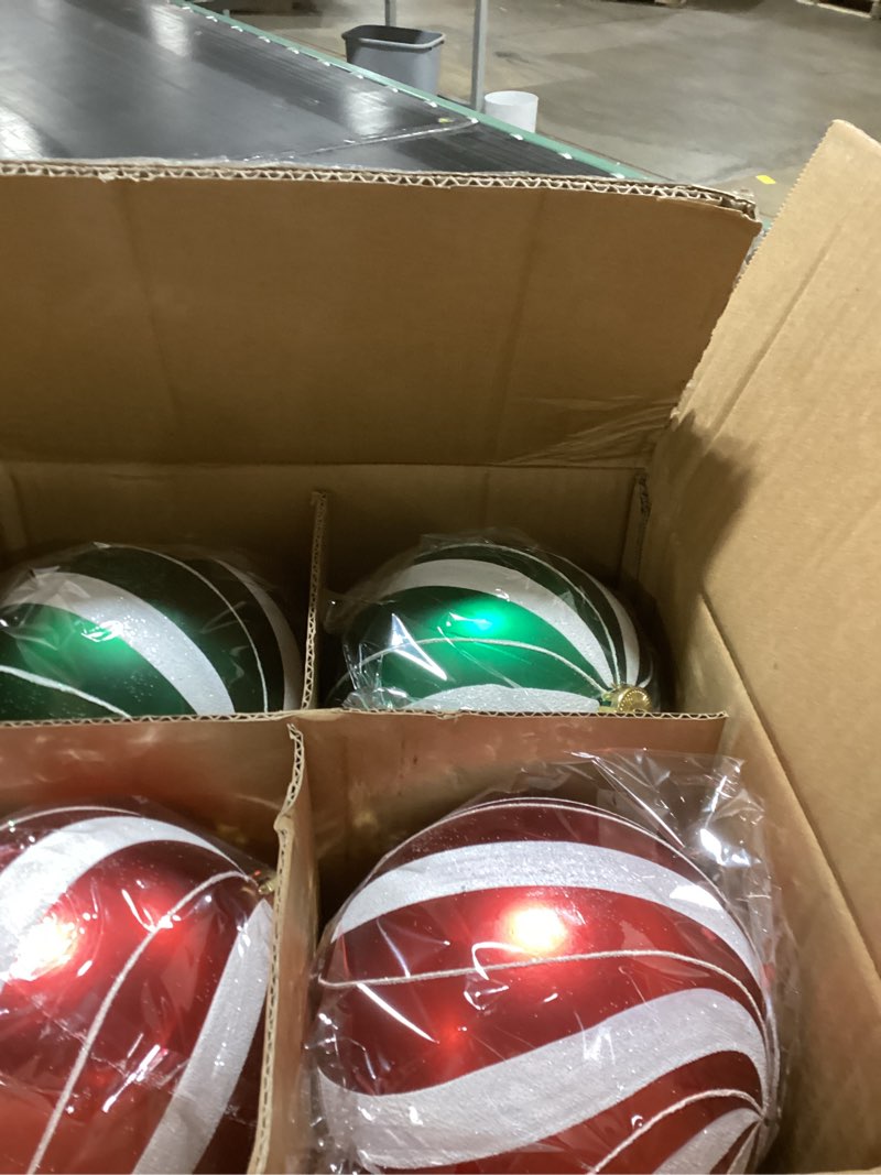 Condition photo showing New/Like New for Wettarn Set of 8 Large Christmas Ball Ornaments 6 Inch Glitter Hanging Christmas Plastic Balls Indoor and Outdoor Hanging Tree Decorations for Lawn Yard Garden Party(Vibrant Style)