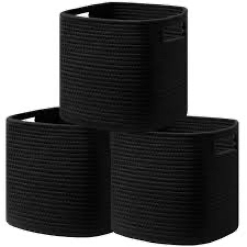 UBBCARE Set of 3 Cotton Rope Basket 11 X 10.5 X 10.5 Inches, Woven Storage Baskets for Shelves, Orga