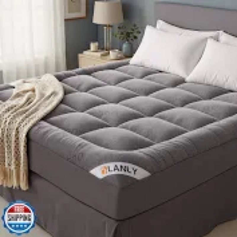 OLANLY Queen Mattress Topper – Viscose Made from Bamboo Cooling Pillow Top, Plush Bed Topper with Br