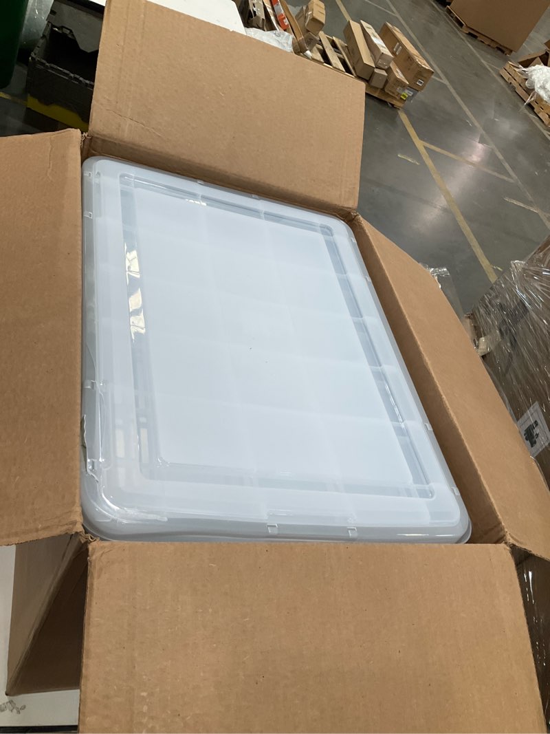Condition photo showing Good Condition for iris usa weatherpro 41 qt storage bins with lids, 4 pack, bpa-free plastic gasket box with tight latch and seal, stackable nestable tote tub - clear/black 41 qt. - 4 pack