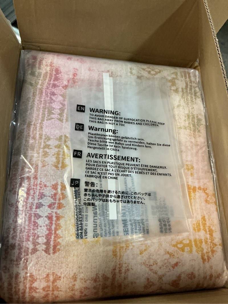 Condition photo showing New/Like New for kokia abstract area rugs 8x10 bedroom soft living room rugs washable distressed vintage comfy pink orange carpet with non-slip backing for farmhouse home office room decor, oslo sunrise pastel pink/daffodil yellow/arctic/soft rose 8' x 10' (rectangular)