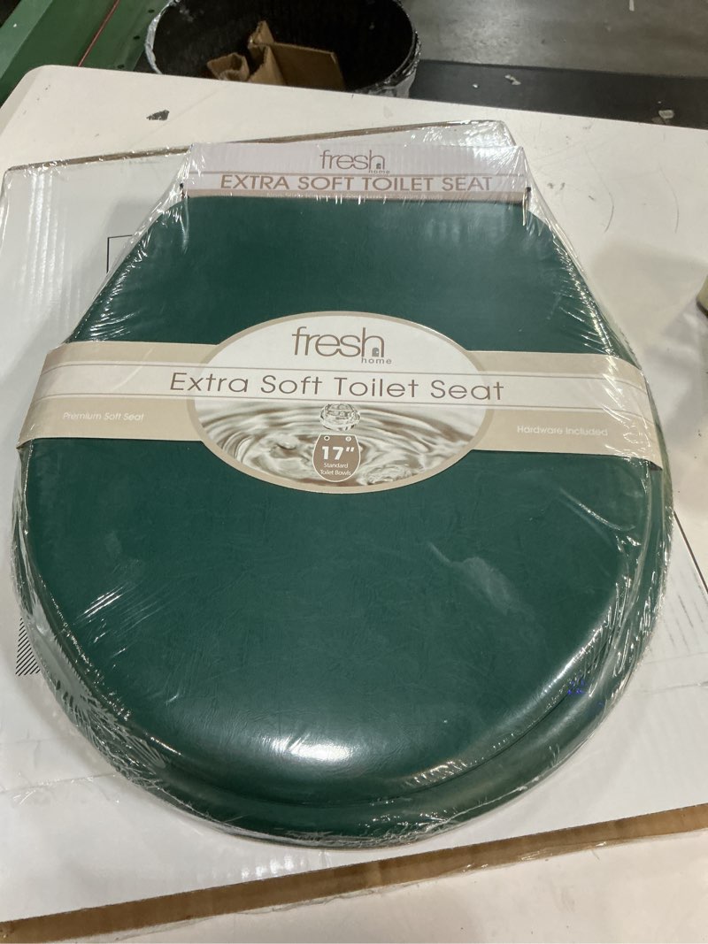 Condition photo showing New/Like New for dark green round toilet seat natural wood toilet seat with zinc alloy hinges, easy to install also easy to clean, scratch resistant toilet seat by angol shiold (round, dark green) round dark green