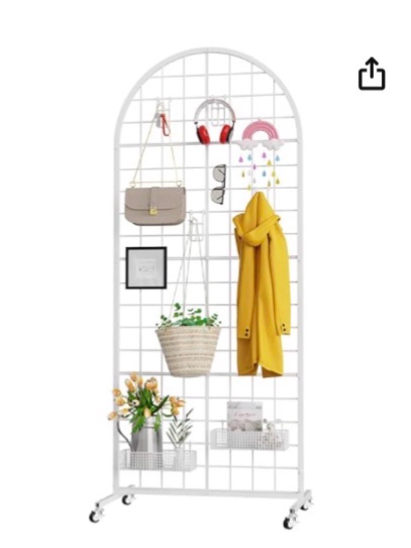 VGMiu Grid Wall Panel 1PCS Display Stand 2.6' x 5.8' FT White Gird Wall Panels Movable Retail Displa