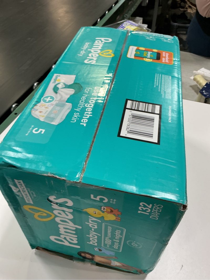 Condition photo showing New/Like New for Pampers Diapers - Baby Dry - Size 5, 132 Count, Absorbent Disposable Infant Diaper (Packaging May Vary) Size 5 132