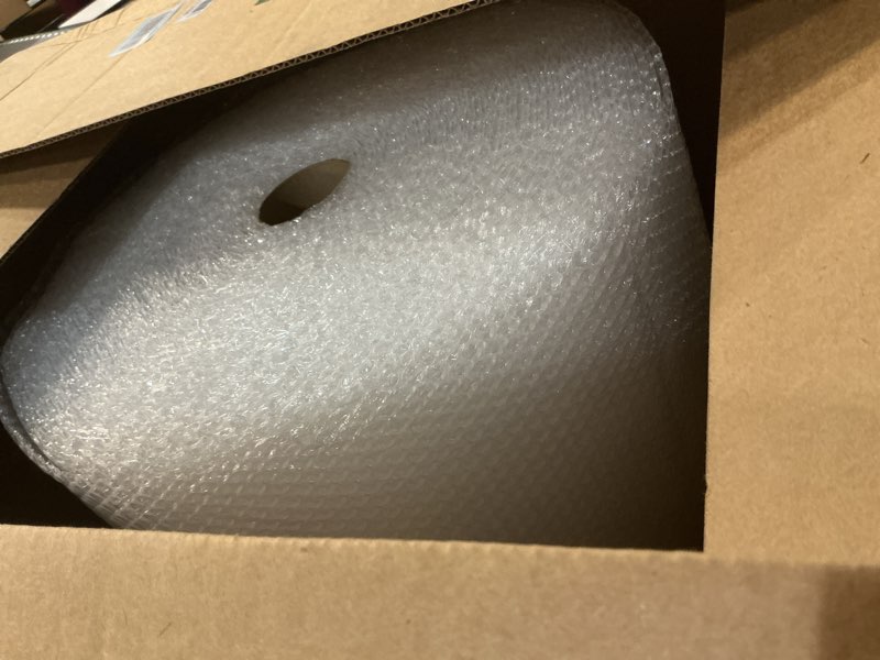 Condition photo showing As Is for Amazon Basics Bubble Cushioning Wrap Packing Material for Fragile Items, Perforated, 12 inch x 175 ft Long Roll, Small 3/16", Clear Clear 12 inch x 175 ft