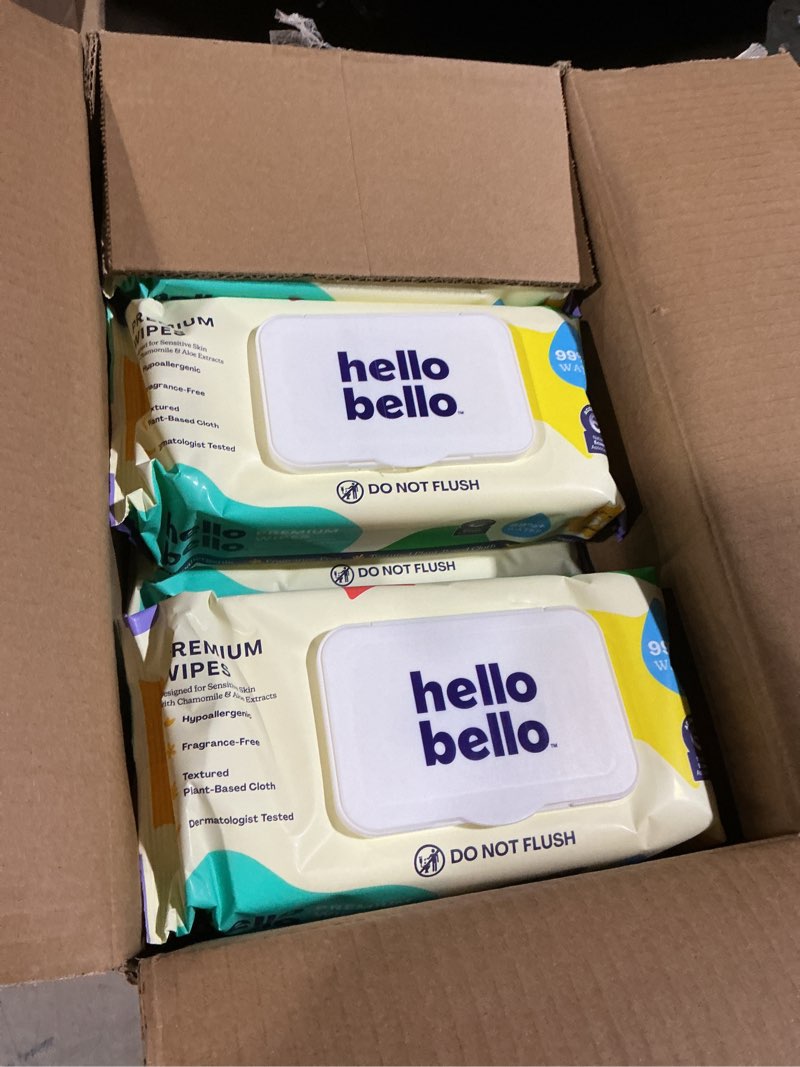 Condition photo showing Good Condition for Hello Bello Extra Gentle Unscented Baby Wipes, Plant Based, Made with 99% Water and Aloe for Babies and Kids, 60 Count (Pack of 9) Total 540 Count 60 Count (Pack of 9) Fragrance Free - Old version