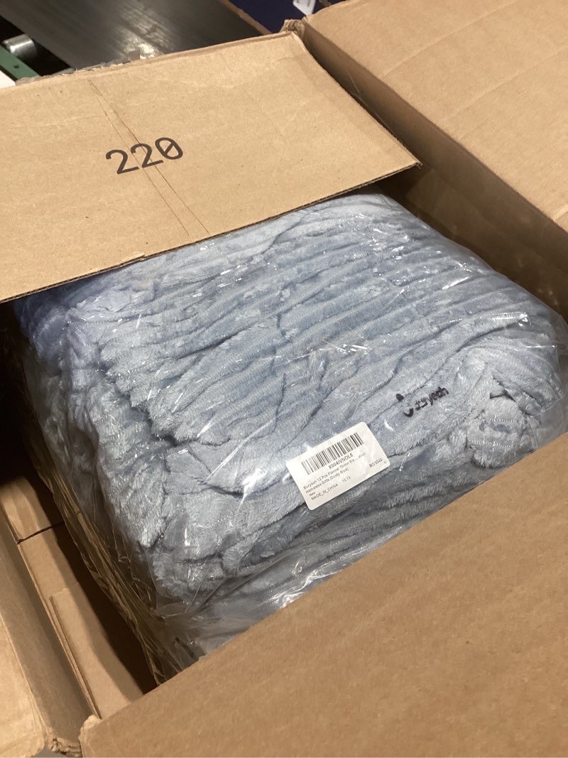 Condition photo showing New/Like New for Buryeah 12 Pcs Flannel Throw Blanket Bulk 50 x 60 in Sleepover Blankets Outdoor Wedding Throw Lightweight, Oeko-TEX Standard 100 Certified for Sofa Donation Homeless Gifts (Dusty Blue) 12 Dusty Blue