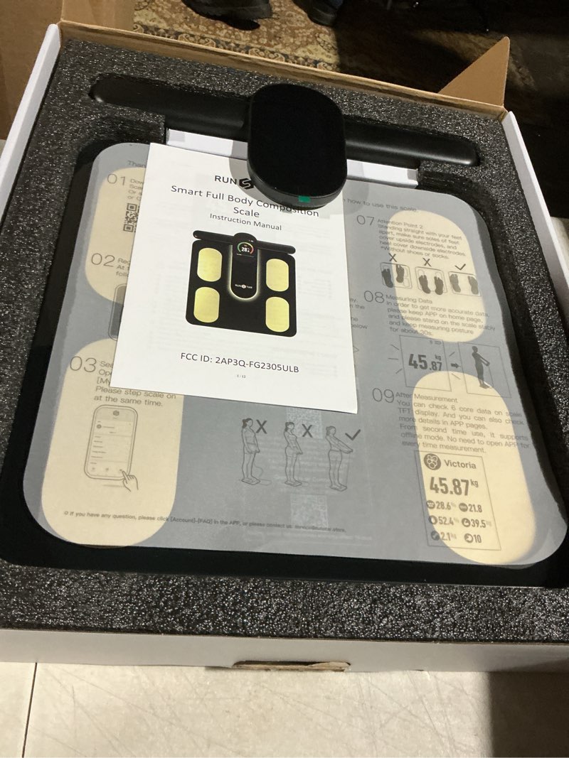 Condition photo showing Good Condition for RunStar Smart Scale FSA&HSA Eligible, 8 Electrodes Digital Bathroom Scale for Body Weight and Fat, BMI, Muscle Mass 28 Body Composition Measurement, with Full-Color TFT LCD on Retractable Handle black