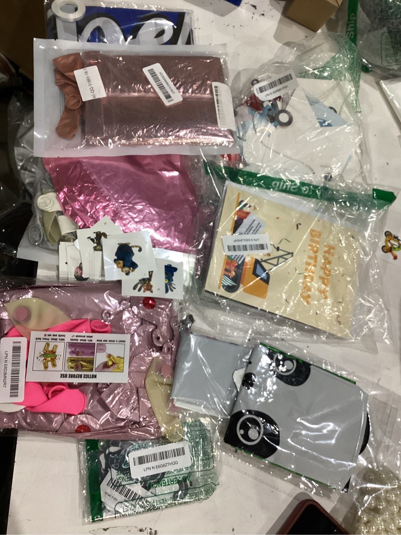 Condition photo showing As Is for assorted celebration/decoration supplies (may include a variety of styles, colors, and themes)