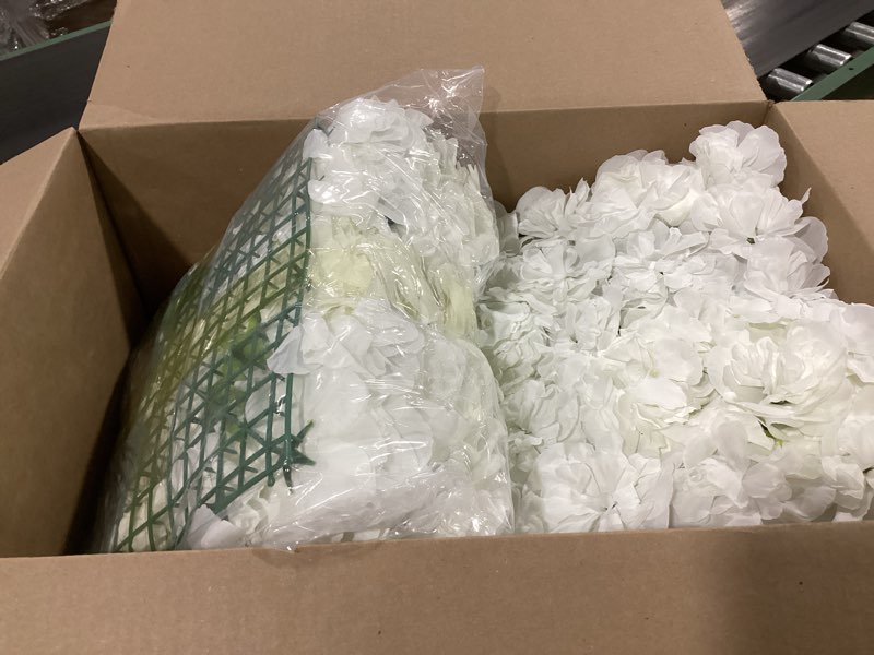 Condition photo showing Good Condition for flower wall backdrop 12-pack 16.5"* 16.5"artificial rose floral panels silk spring wedding home valentine's day photography event party decoration -white white 16.5inch