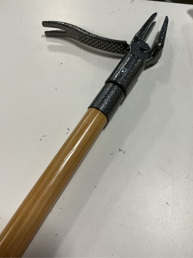 Condition photo showing As Is for weed puller tool, stand up heavy duty weed remover tool with long handle , foot platform design - 4 claw steel head weeder tool, bamboo garden hand weeding tool, smoothly remove weeds without kneeling extral large