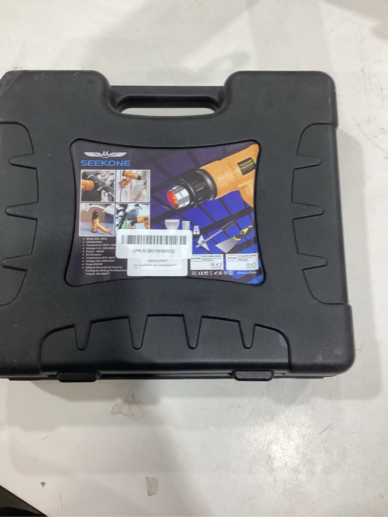 Condition photo showing As Is for SEEKONE Heat Gun 1800W Heavy Duty Hot Air Gun Kit With Carry Case Variable Temperature Control 122?-1112??50?- 600?? Overload Protection with 4 Nozzles for Crafts, Shrinking PVC, Stripping Paint