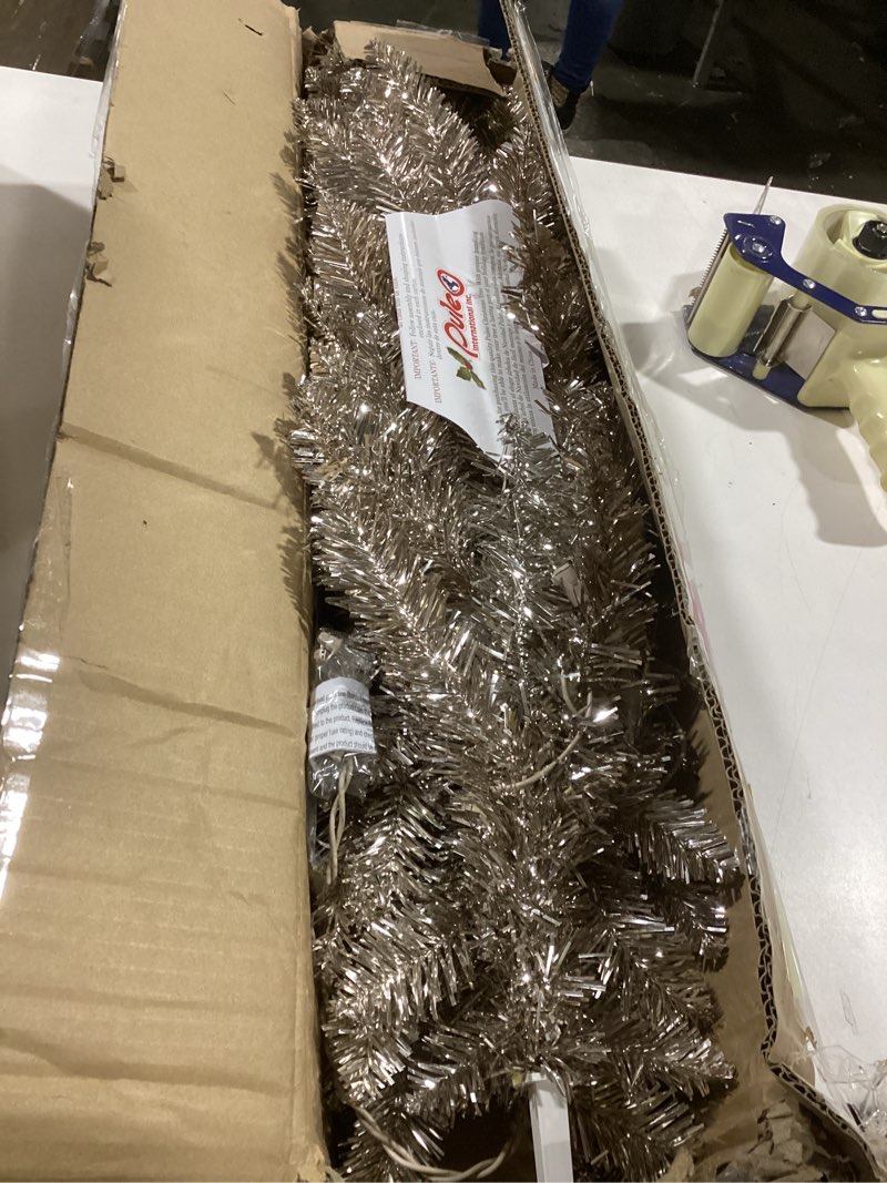 Puleo International 4.5 ft Pre-Lit Rose Gold Tinsel Artificial Tree 170 Tips 70 Clear Lights