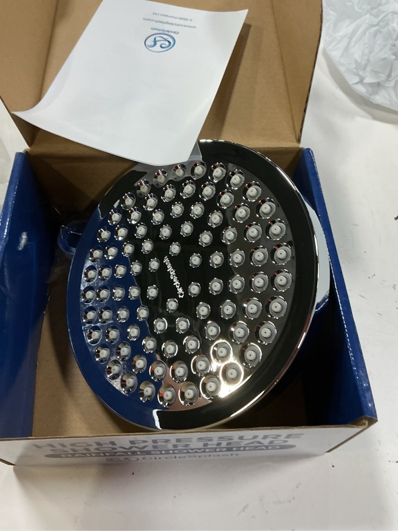 Condition photo showing Good Condition for high pressure shower head - anti-clogging silicone nozzles - 2.5 gpm removable restrictor - easy to clean adjustable replacement - easy to install with plumbers tape - 6 inch - classic chrome finish chrome 2.5gpm