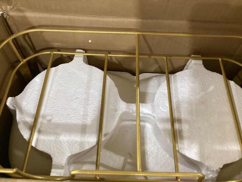 Condition photo showing Good Condition for lallisa 2 pcs 2 gallon glass drink dispenser with stand ice cylinder hanging chalkboard signs 18/8 stainless steel spigot beverage dispensers for parties mason jar drink lemonade (gold)