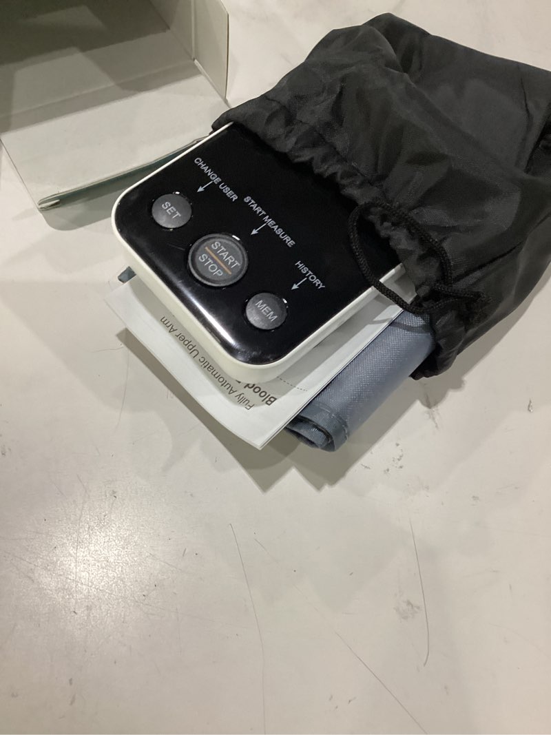 Condition photo showing As Is for oklar blood pressure monitor upper arm monitors for home use bp machine sphygmomanometer with 2x120 reading memory adjustable arm cuff 8.7"-15.7" large display with led background light storage bag