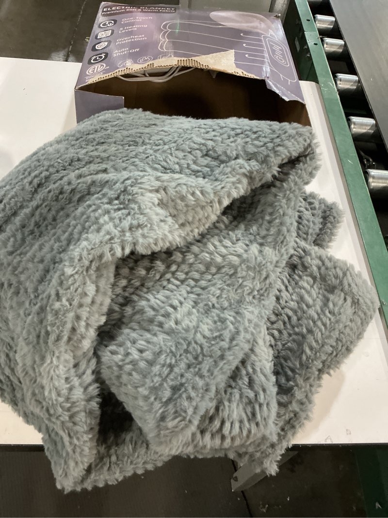 Condition photo showing As Is for Heated Blanket Electric Blanket,Cozy Faux Rabbit Fur & Soft Flannel Warm Heater Throw Blanket with 5 Fast Heating Levels &10Hours Auto-Off Over-Heat Protection?50" x 60" (Grey)