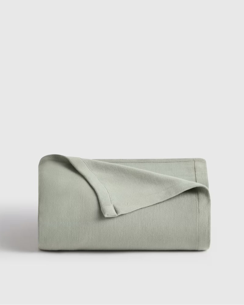 Quince Luxury Organic Cotton Bed Blanket Dried sage