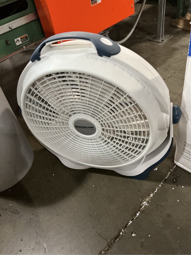 Condition photo showing As Is for lasko wind machine fan, air circulator fan with 3 speeds, 20" model 3300, gray