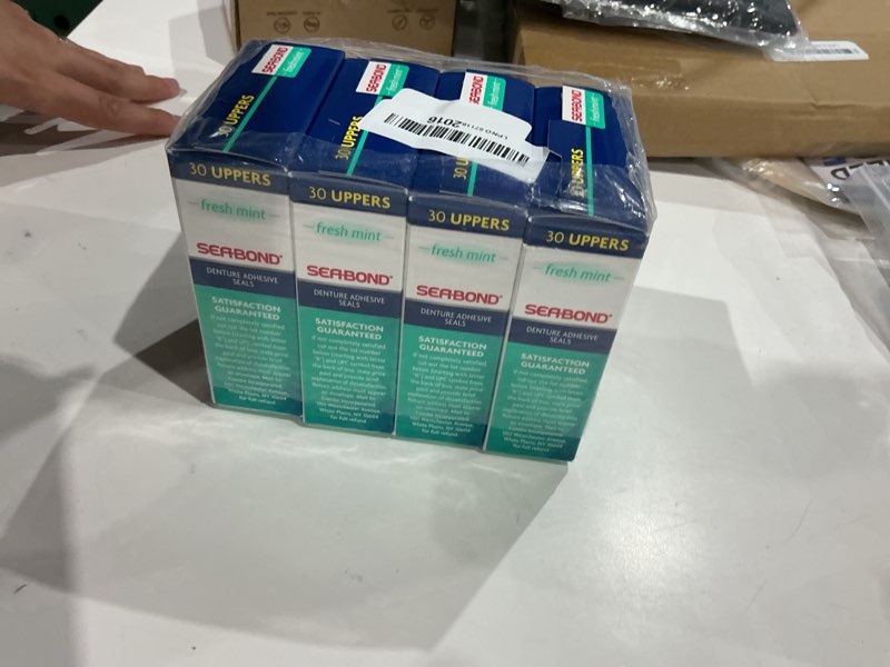 Condition photo showing New/Like New for sea-bond secure denture adhesive seals, fresh mint uppers, zinc-free, all-day-hold, mess-free, 30 count (pack of 4) 30 count (pack of 4) uppers