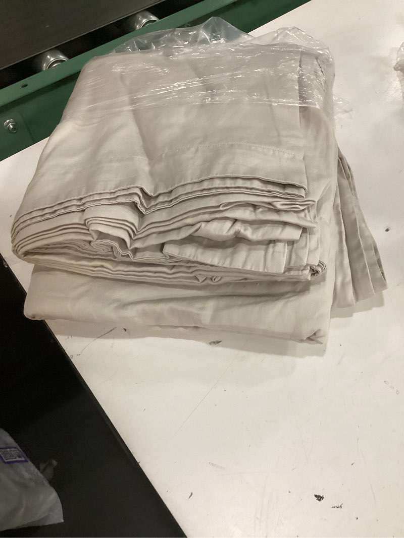 Condition photo showing As Is for pocket sateen king bed sheets for hot sleepers beige  (quince) 