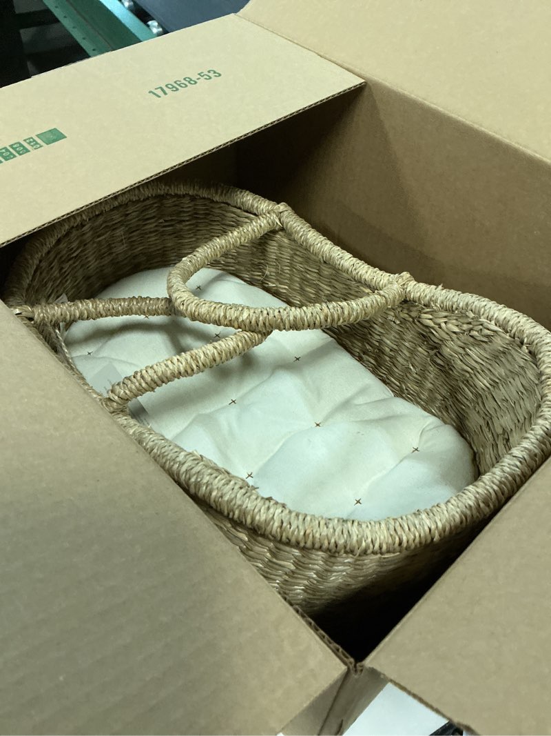 Condition photo showing Good Condition for bebe bask premium baby doll bassinet - handcrafted & award-winning seagrass moses basket - doll carrier with luxe mattress