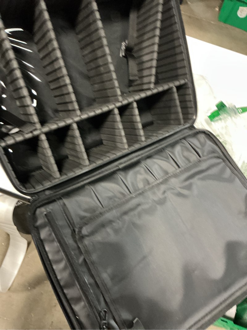 Condition photo showing Good Condition for relavel extra large makeup case travel makeup train case professional makeup artist bag portable nail organizer box art supply case with adjustable dividers/attach to trolley/shoulder strap (black) extra large black