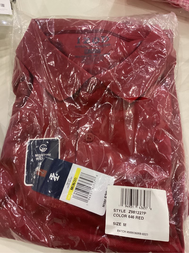 Condition photo showing New/Like New for Izod Mens Short Sleeve Performance Polo Shirt 36-37 Red-646