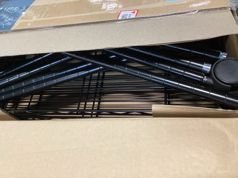Condition photo showing As Is for tier metal storage shelving unit model fo-zwjo1dl-4b-yhd