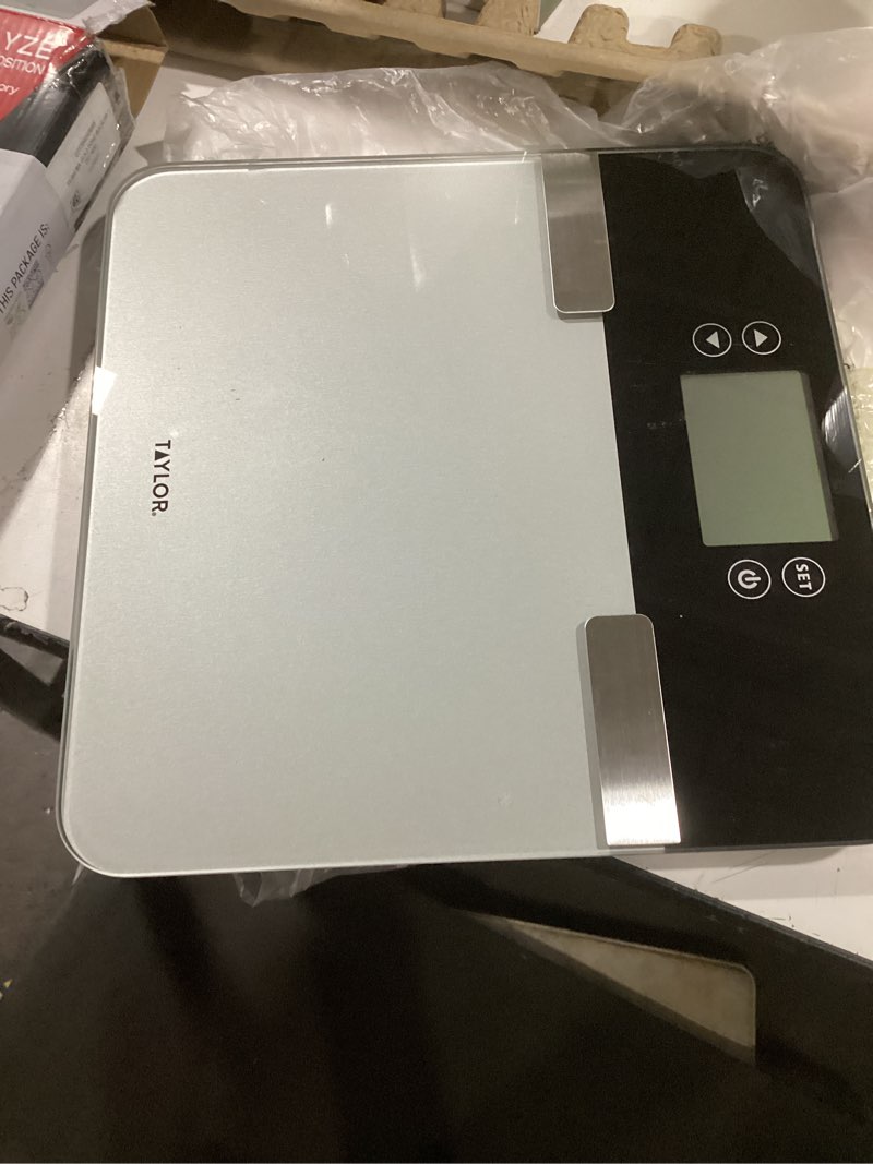 Condition photo showing Good Condition for taylor premium glass led body composition scale with 8 user profiles, 440lb capacity, black