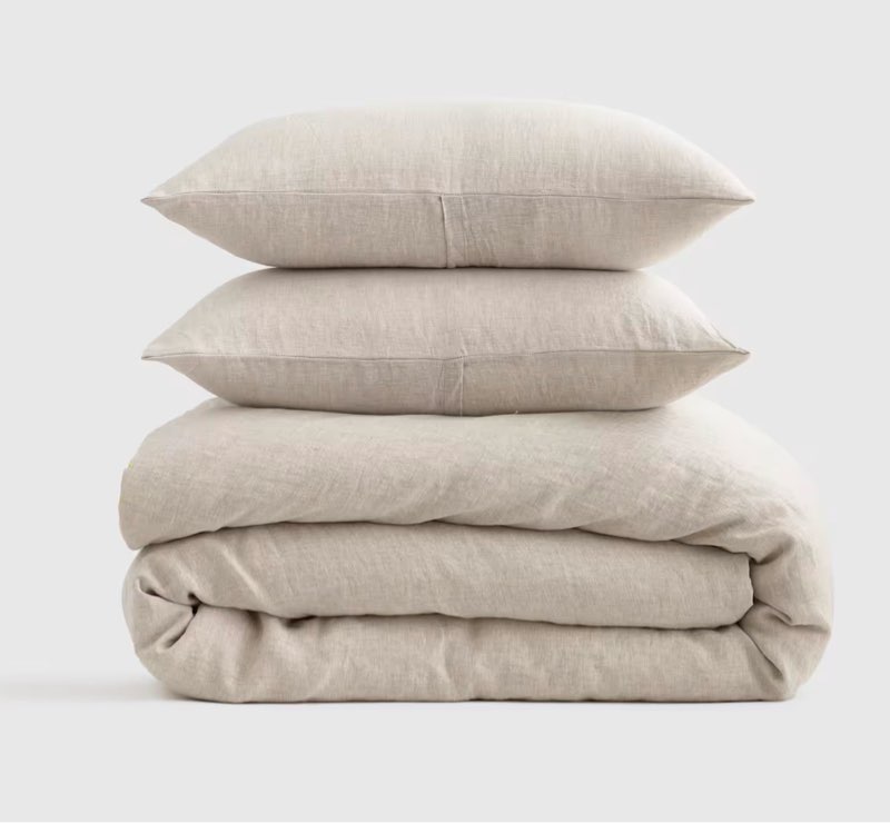 quince european linen duvet cover set natural chambray  king/calking