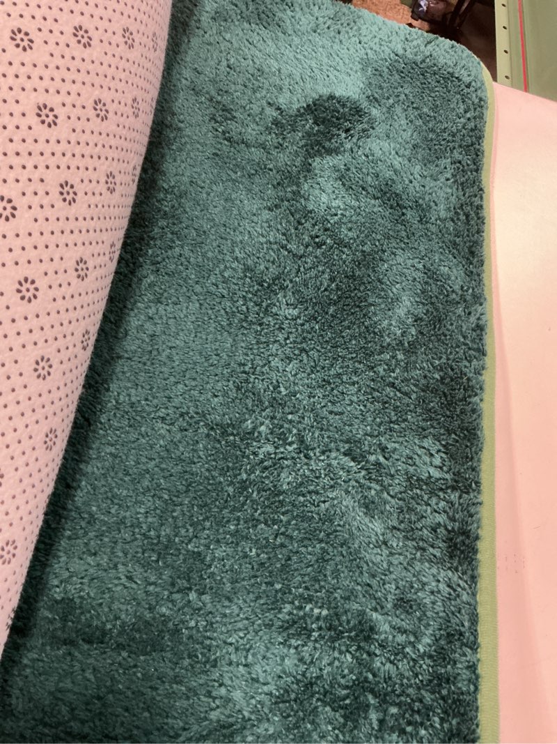 Condition photo showing As Is for large area rugs for living room bedroom, 5x8 feet dark green rug, minimalist modern shag rug, soft thick memory foam indoor carpet, non-slip washable rug for boys girls dorm nursery room home decor deep green 5' x 8' (rectangular)