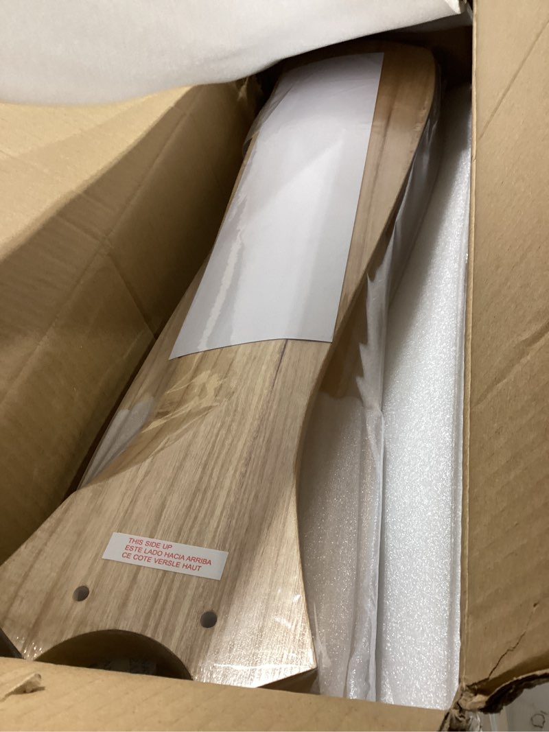 Condition photo showing Good Condition for flush mount ceiling fan with light remote, 52inch natural wood ceiling fans, 6 speeds reversible dc motor 3cct led lighting, indoor outdoor fan farmhouse bedroom living room flush mount - natural wood