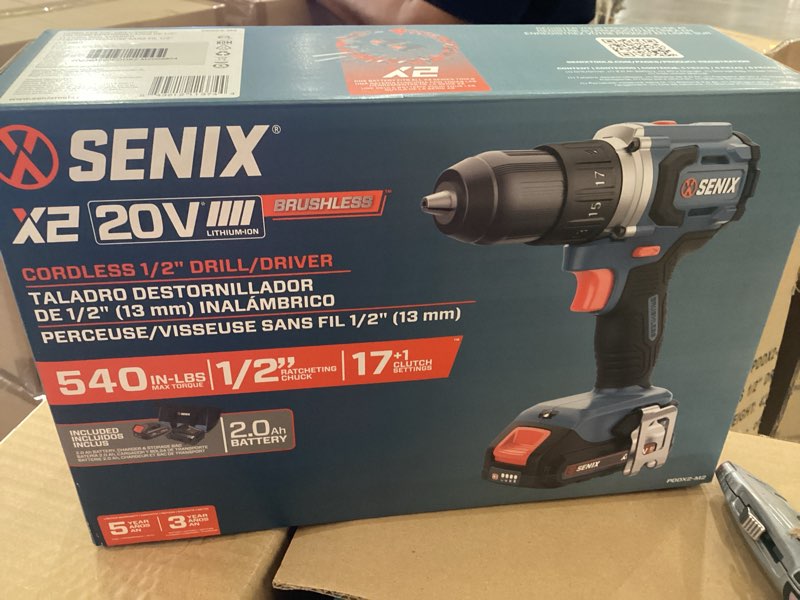 Condition photo showing New/Like New for senix x2 20-volt 1/2-in keyless brushless cordless drill (1-battery, charger and soft bag included)
