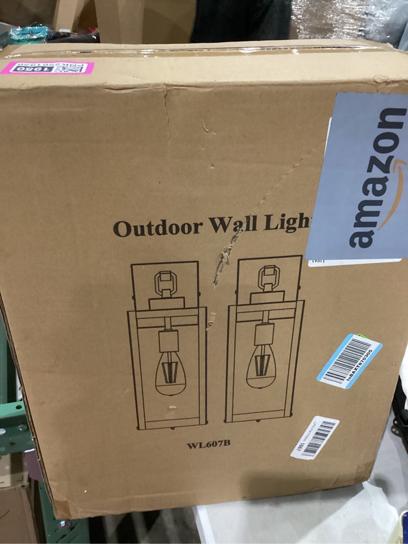 Condition photo showing Good Condition for 20" Large Outdoor Wall Light Fixtures 2 Pack, Modern Exterior Lighting Fixtures with Closed Bottom, Black Outdoor Sconce Light, Waterproof Outside Lights for House Porch Garage Patio 2pack-20inch