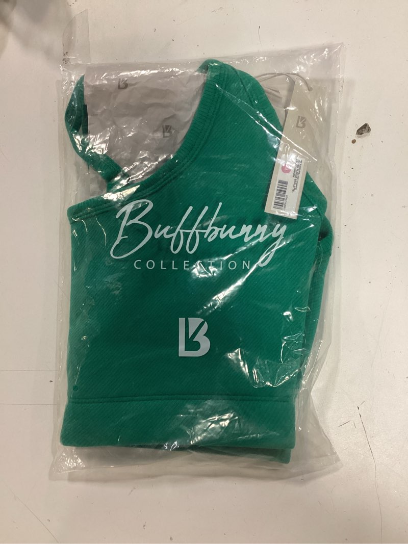 Condition photo showing New/Like New for buffbunny green fleece bralette medium