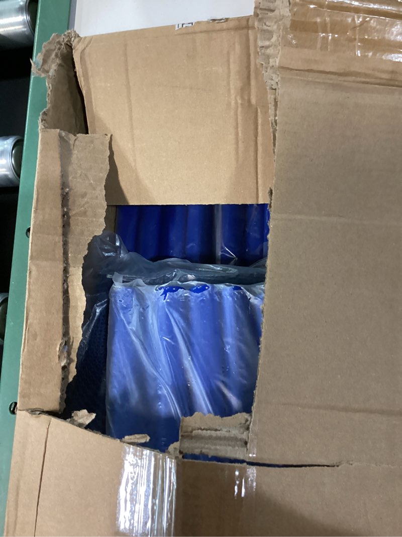 Condition photo showing New/Like New for extra large pool storage bin, metal rolling float swimming equipment holder organizer cart with mesh, blue xl xl blue