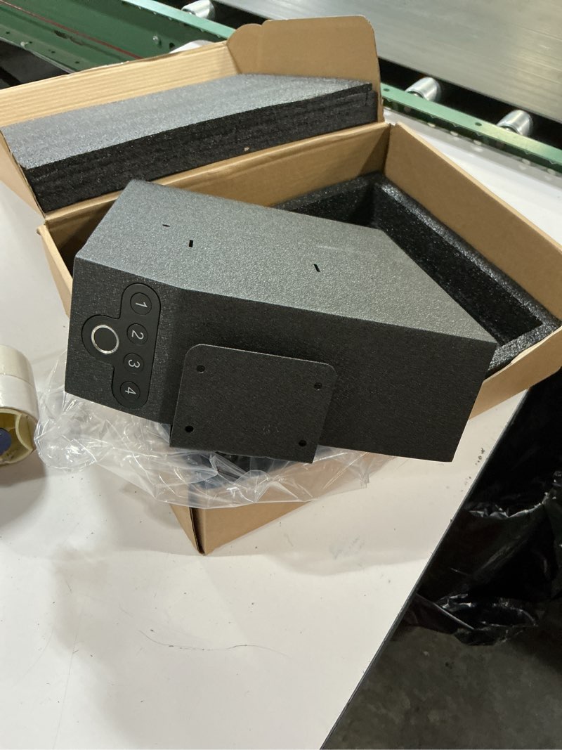 Condition photo showing New/Like New for pistol safe upgraded,0.1 seconds quick access auto sliding door hand gun safe for handgun,with biometric fingerprint, pin code,key access,for bedside, desk,office safety (upgraded pistol safe)