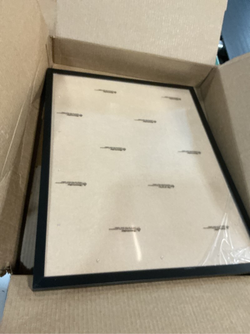 Condition photo showing As Is for 12x16 inch picture frames, compatible with 30x40 cm without mat, for arts or photos or posters, black frame with acrylic protection and hanging kit, pack of 1