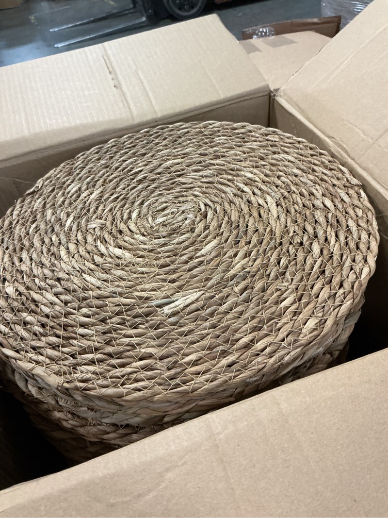 Condition photo showing Good Condition for colingmill 40 pcs round rattan placemats bulk, 13 inch woven placemats natural straw hand woven farmhouse boho round table mats for wedding bridal shower home dining dinner party decoration