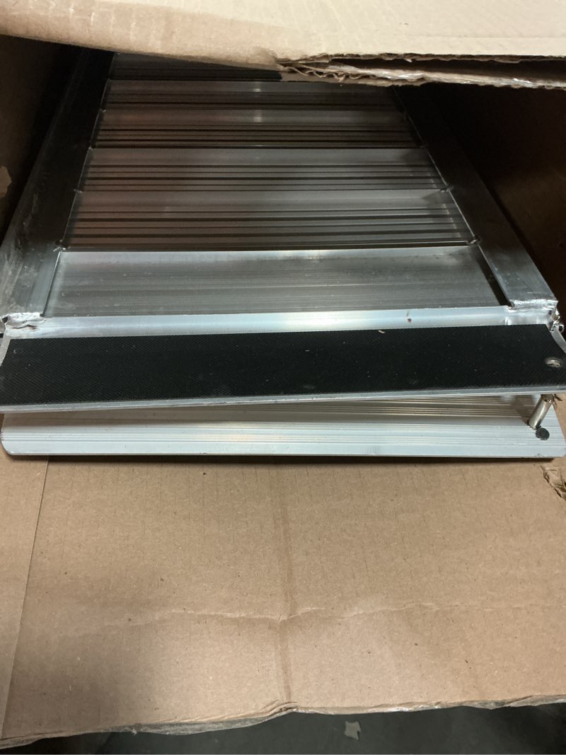 Condition photo showing As Is for Portable Wheelchair ramp 5FT,No-Slip Aluminum Folding Handicap Ramp 800lbs Weight capacaity,Wheel Chair ramp for Home Steps,Stairs,car 5 FT (new model)