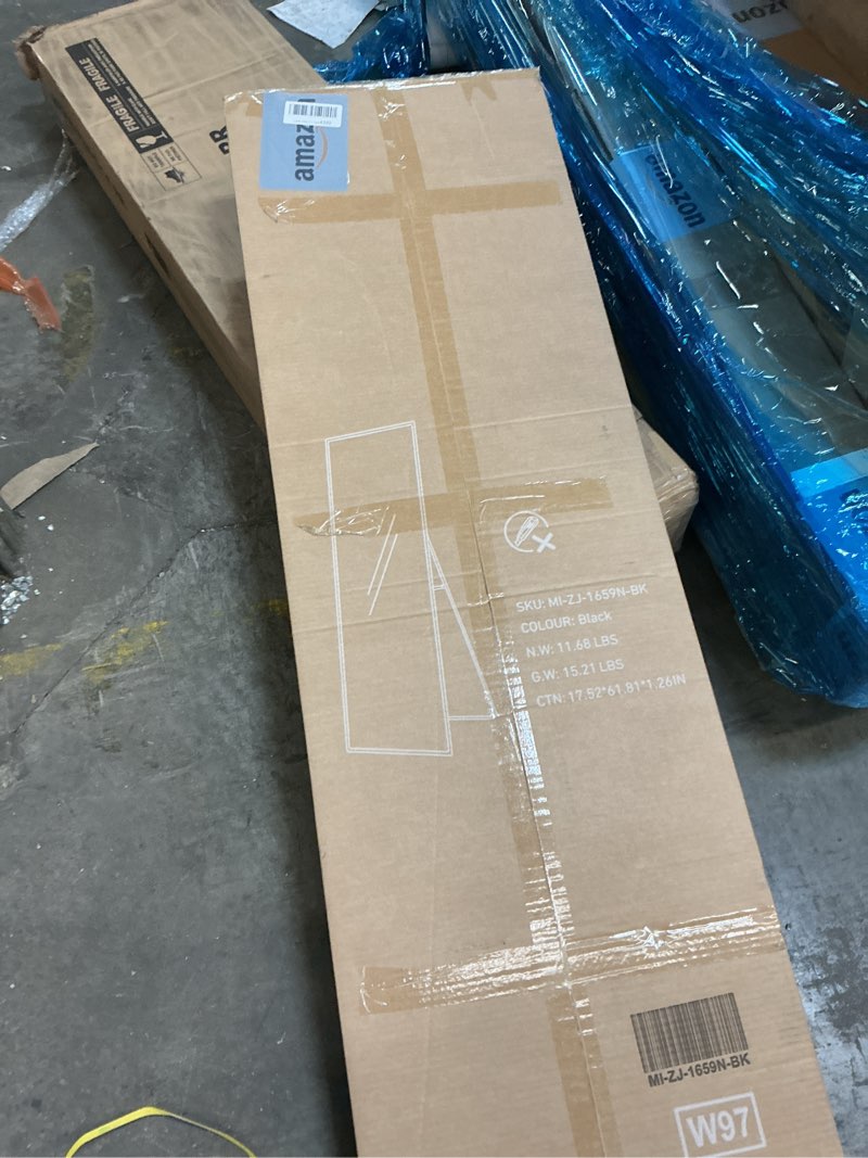 Condition photo showing New/Like New for Mirror Full Length, Upgraded Body Wall Mirrors with Shatter-Proof Glass, Floor Standing, Hanging or Leaning, Tall Mirror with Stand Aluminum Alloy Frame for Bedroom Cloakroom Black 59"L x 16"W