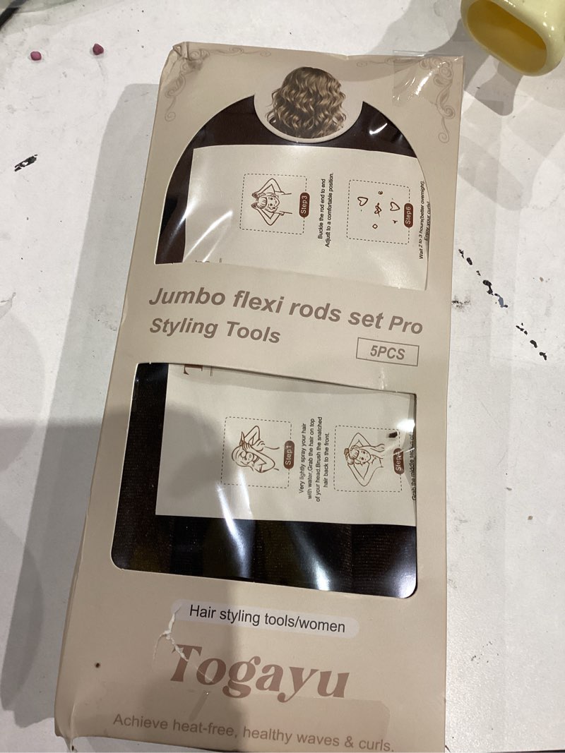 Condition photo showing As Is for Togayu Heatless Curls Overnight Set - 4PCS Jumbo Velvet Hair Rollers to Sleep In, No-Damage Flexi Rods for Beautiful, Effortless Curls and Waves for Women