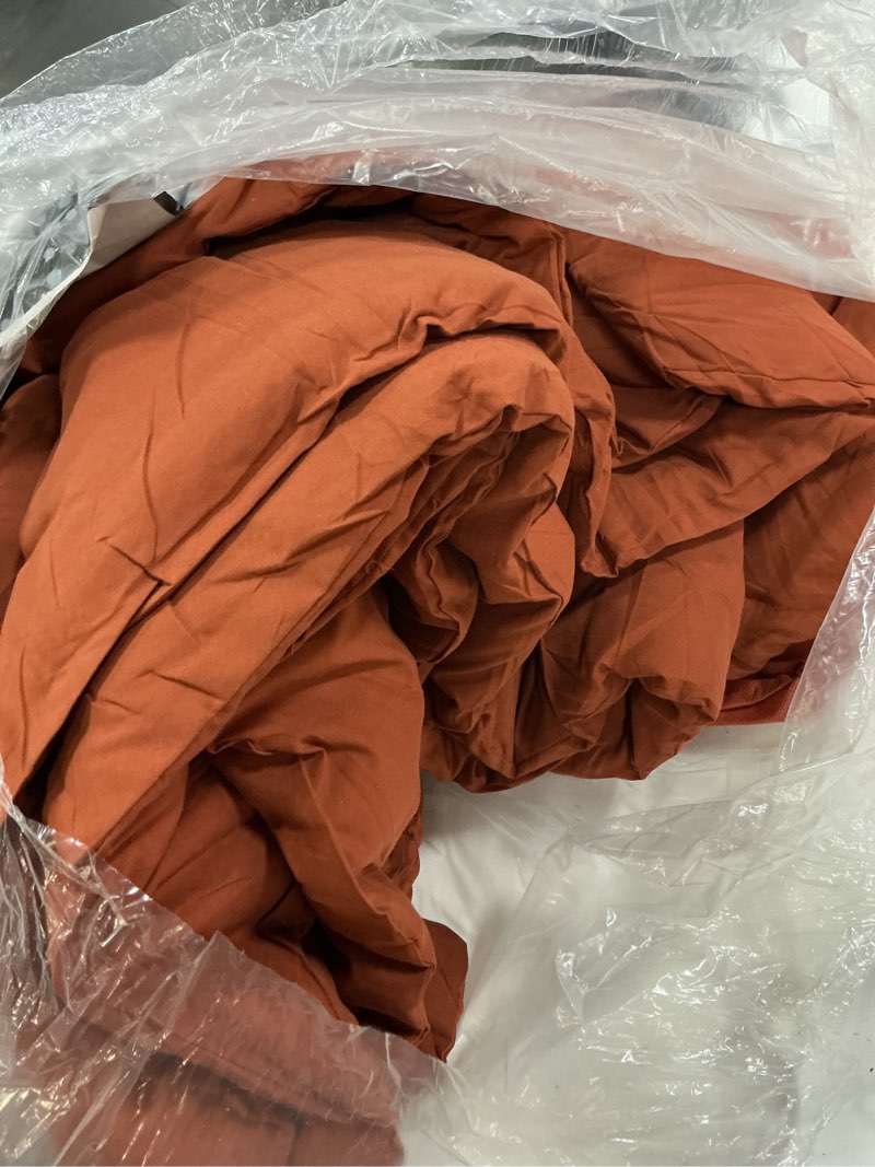 Condition photo showing As Is for karever rust comforter sets full size burnt orange bedding set reddish caramel color terracotta bed set 3 pieces women lightweight solid burnt orange color blanket rust quilts set breathable comforter solid burnt orange full
