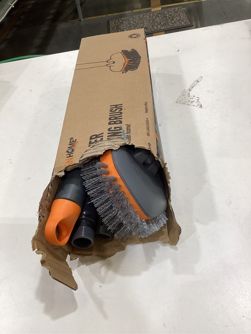 Condition photo showing As Is for tub tile scrubber brush with 3 different function cleaning pads and 56" extendable long handle-no scratch for cleaning bathroom kitchen toilet wall sink,orange