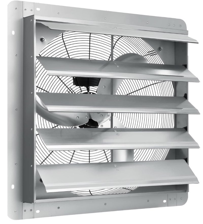 vevor 24'' exhaust fan, wall mounted attic fan with variable speed, 3320 cfm, automatic shutter, ven