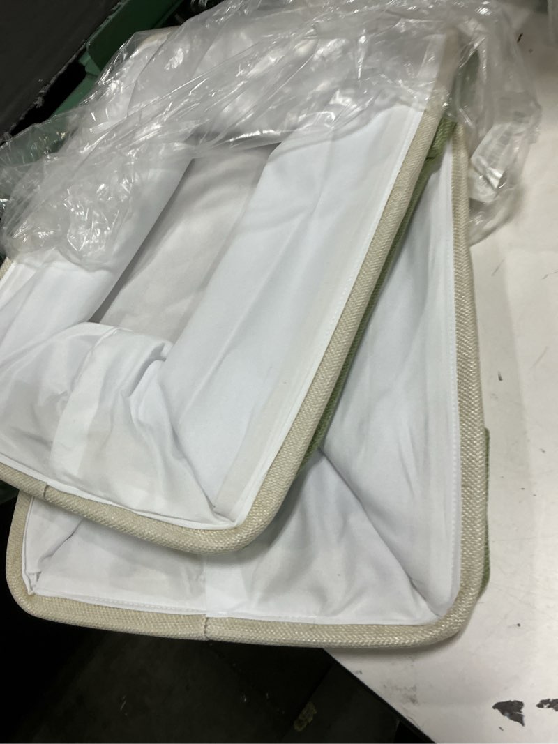 Condition photo showing Good Condition for baleine 3 pack fabric closet storage bins for shelves, linen closet organizers and storage, decorative baskets for organizing, shelf, clothes, home, office (green, 14''x10''x8.5'') green 3pcs/medium-14x10x8.5
