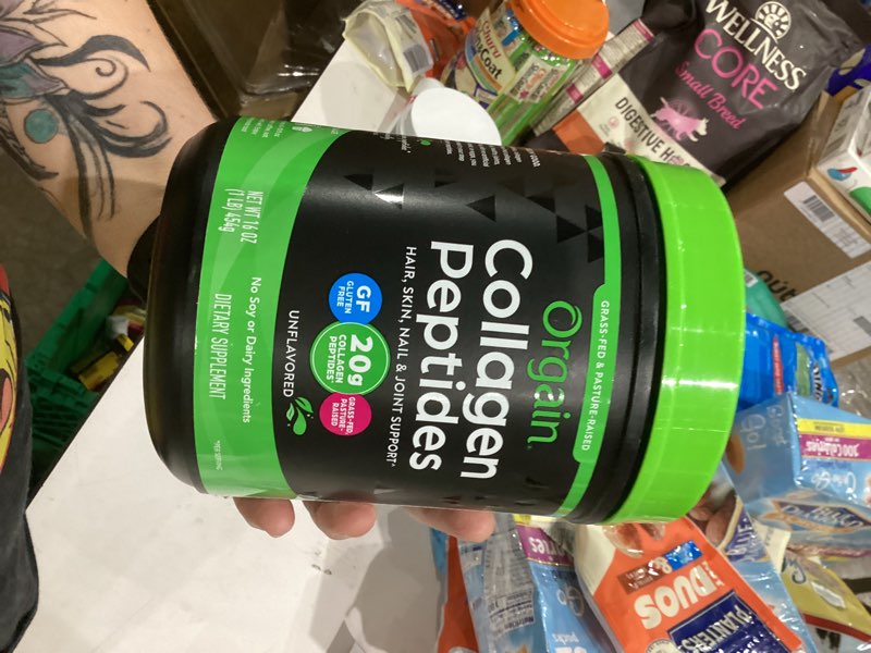Condition photo showing New/Like New for Orgain Hydrolyzed Collagen Peptides Powder For Women & Men, 20g Grass Fed Collagen, Unflavored - Hair, Skin, Nail, & Joint Support Supplement, Paleo & Keto, Non-GMO, Type I and III, 1lb Unflavored 1 Pound (Pack of 1)