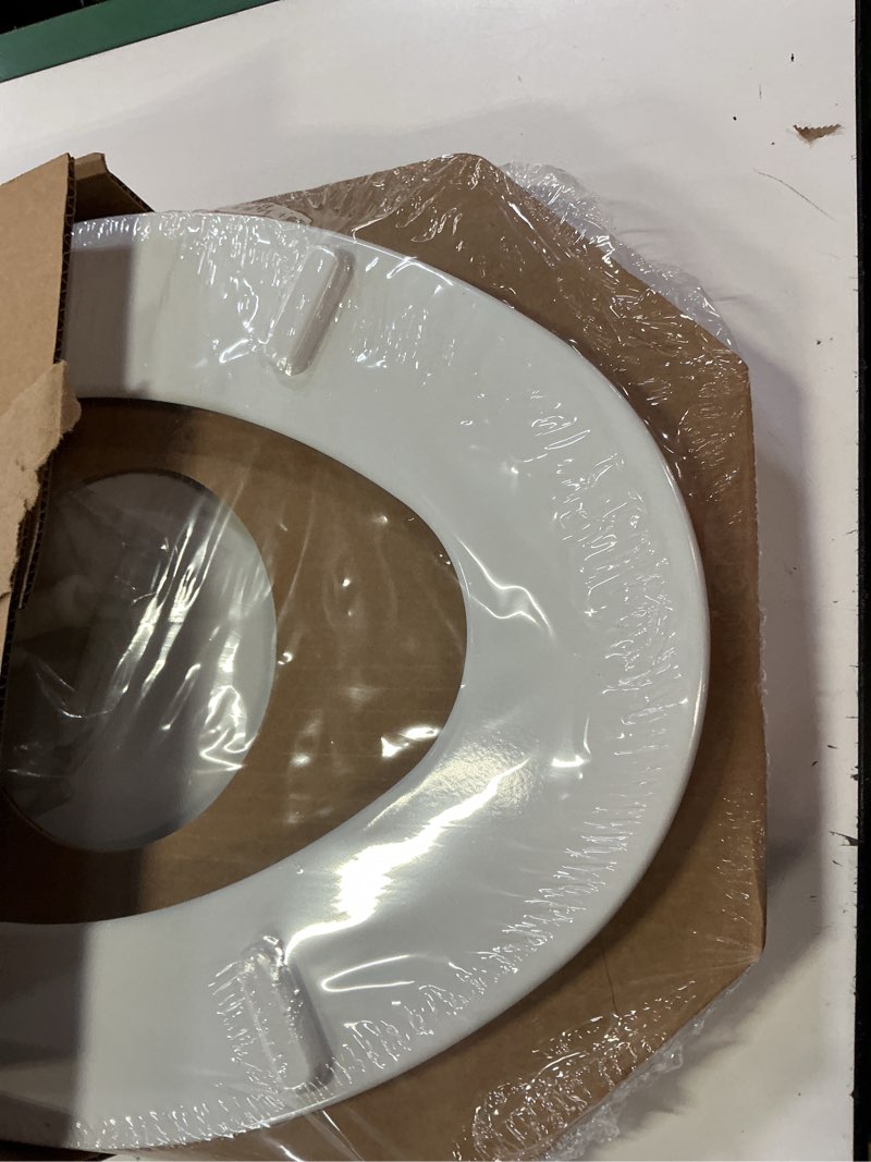 Condition photo showing New/Like New for mayfair cassel slow close toilet seat, easy clean, non slip premium wood seat, easy install, made in usa, elongated, white elongated 1 - toilet seat