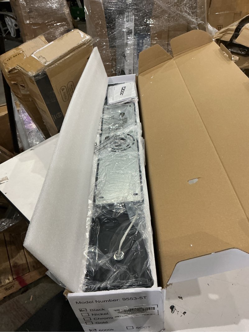 Condition photo showing As Is for sinerise led modern bathroom vanity light fixtures (5-light, 40-inch, dimmable), matte black modern acrylic bathroom wall lighting fixtures over mirror (cool white 6000k) 5-light, 40-inch black,100%-0% cool white